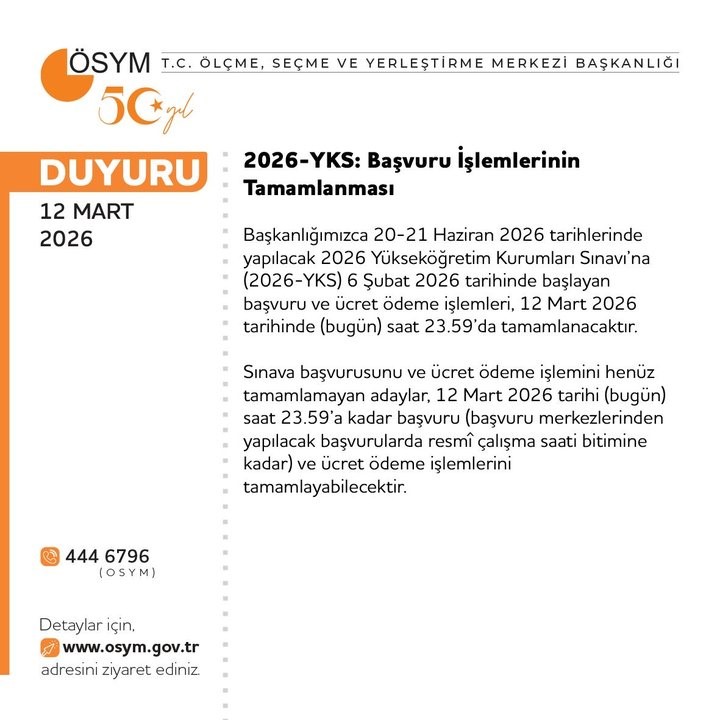 2026 yks basvuru islemleri bugun sona eriyor 1