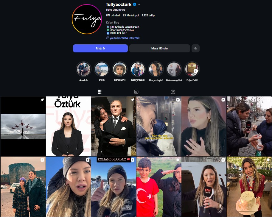 Fulya Öztürk sosyal medyada aktif mi?