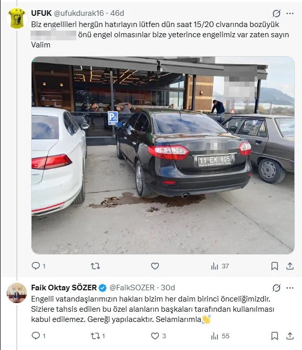 3 aralik dunya engelliler gununde engelli yerine park eden resmi araca ceza 1 W9hXltlA