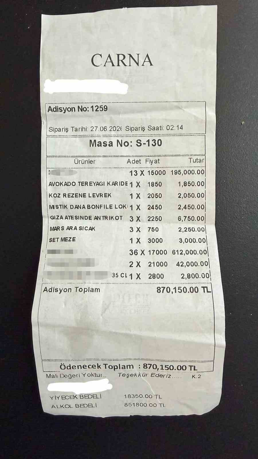adisyon degil servet tam 870 bin 150 tl 0 RBDEjSuh