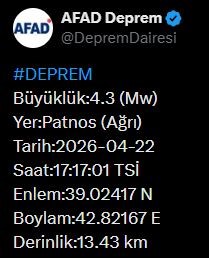 agrida 43 buyuklugunde deprem 0 tcUbIajk