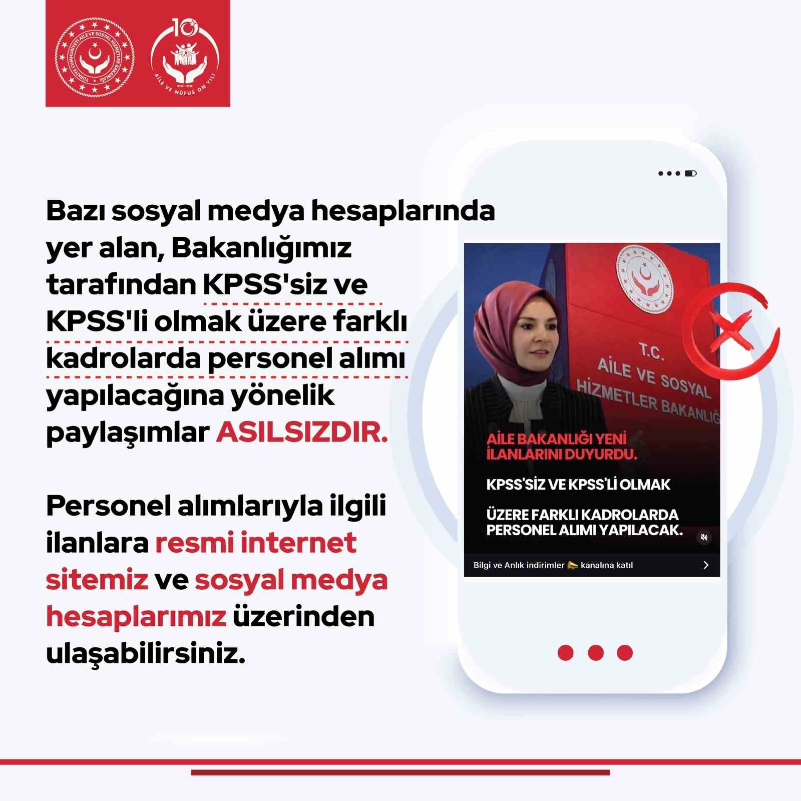 aile ve sosyal hizmetler bakanligi kpsssiz ve kpssli olmak uzere farkli kadrolarda personel alimi YaB3pl4m
