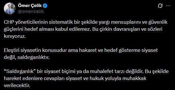 ak parti sozcusu celikten chpye tepki hakaret ve hedef gosterme siyaset degil saldirganliktir 0 DcRyKAAp