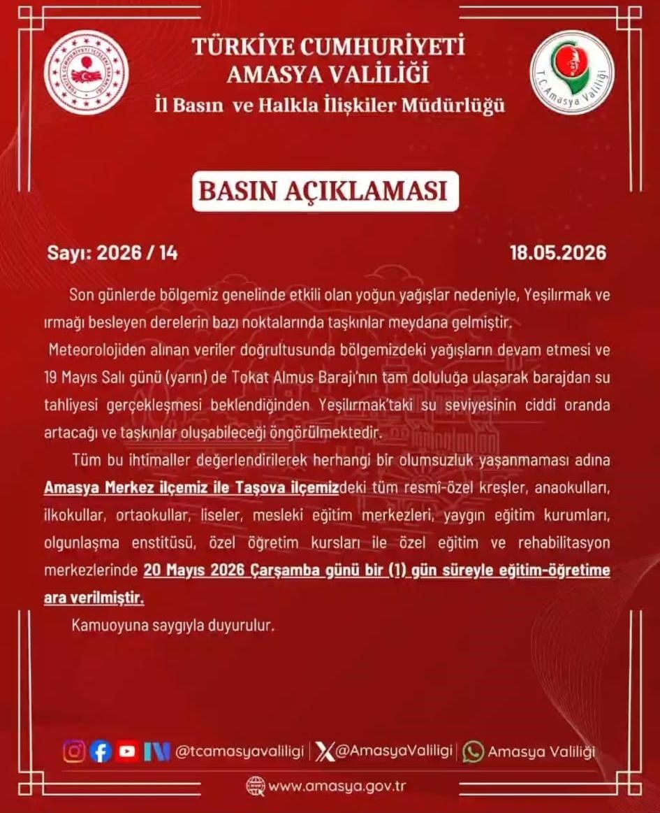 amasyada taskin alarmi okullar tatil edildi 6 OZ21ccQ4
