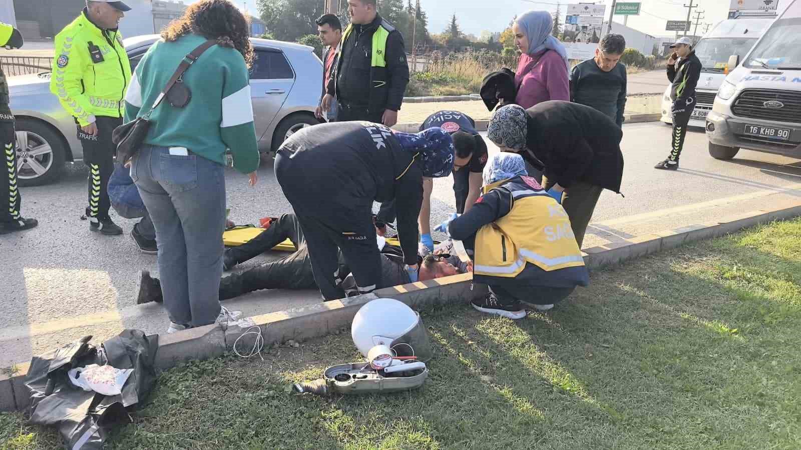 arabaya baglanip iple cekilen motosiklet kaldirima savruldu 1 yarali 6 sc3crKg5