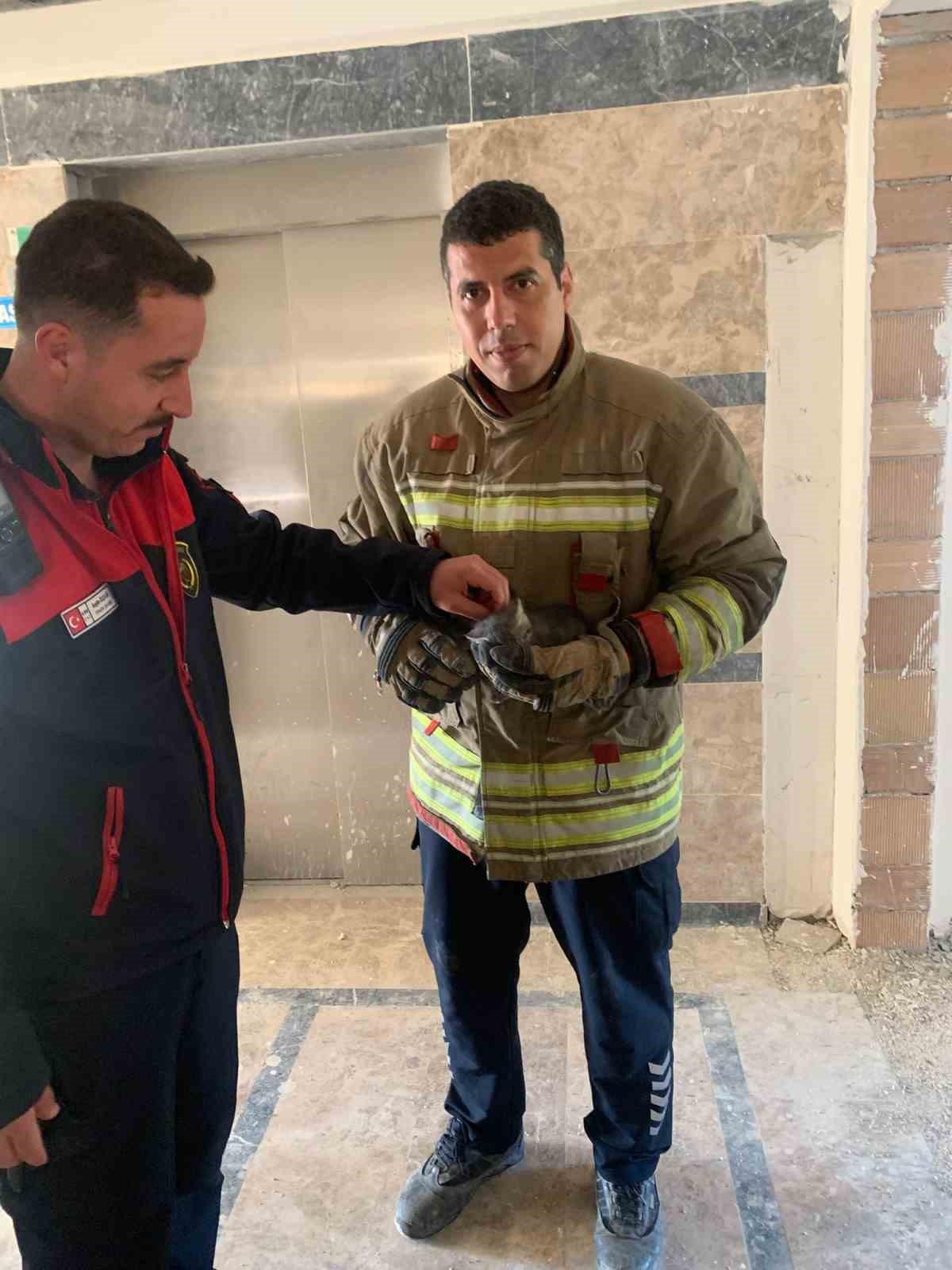 asansor bosluguna dusen yavru kediyi itfaiye kurtardi 1 SZs1FRVs