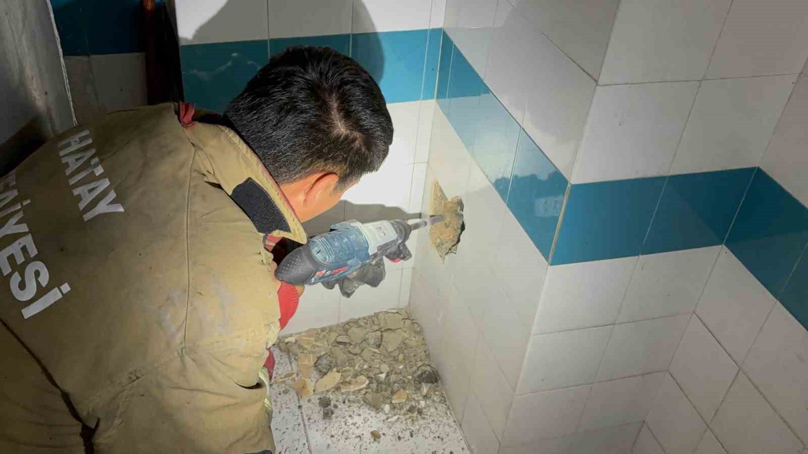 bacadan duserek mahsur kalan yavru kedi duvarin kirilmasiyla kurtarildi 0 jJDwPCl5