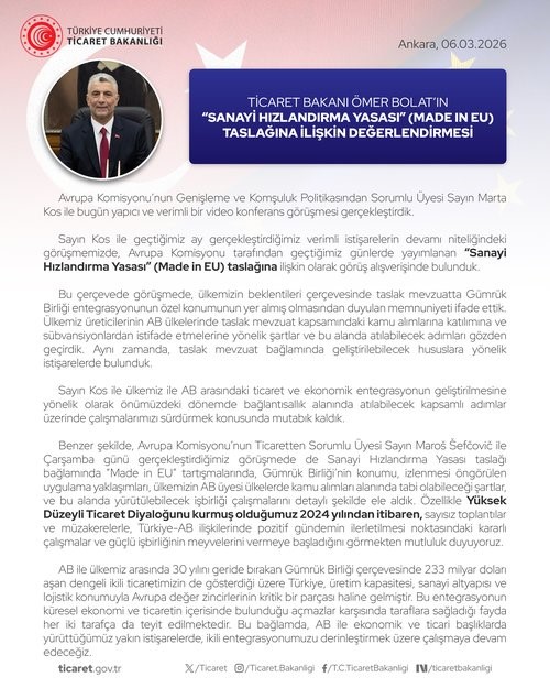 bakan bolat ab ile ekonomik ve ticari basliklarda yuruttugumuz yakin istisarelerde ikili entegrasyonumuzu derinlestirmek eJkhyfK4