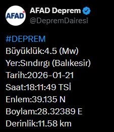 balikesirde 45 buyuklugunde deprem 0 skrrAfLj