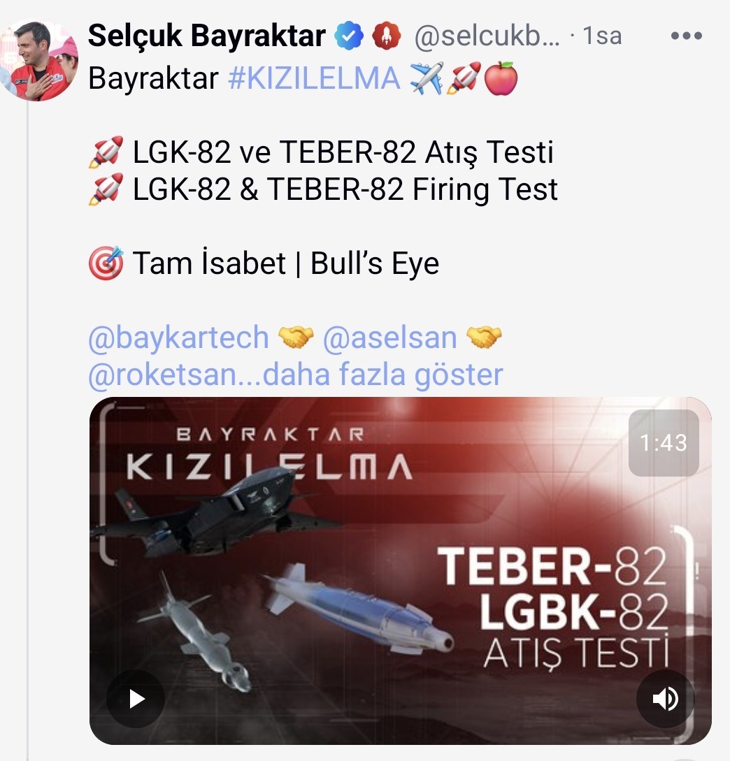bayraktar kizilelma lgk 82 ve teber 82 muhimmatlariyla hedefi tam isabetle vurdu 6 j8yurTju