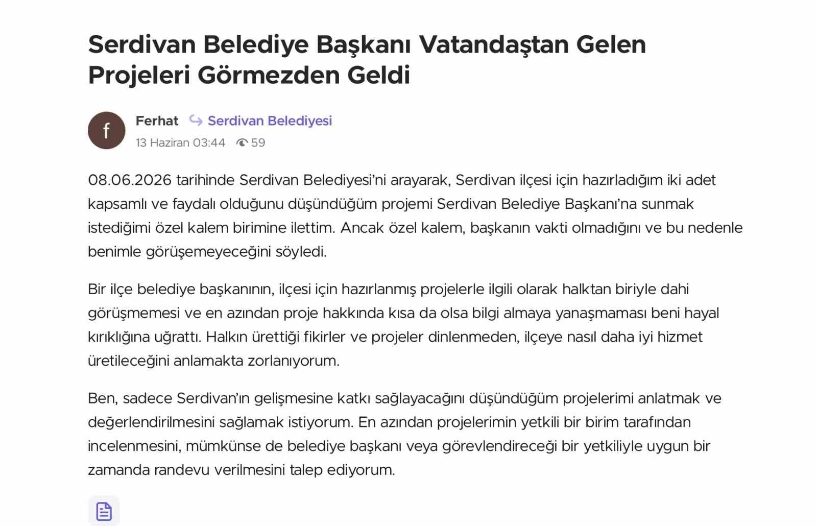 Belediye Başkanı’na ulaşamayınca yazdığı şikayet ile gündem oldu 4 belediye baskanina ulasamayinca yazdigi sikayet ile gundem oldu 0 wtJk58ug