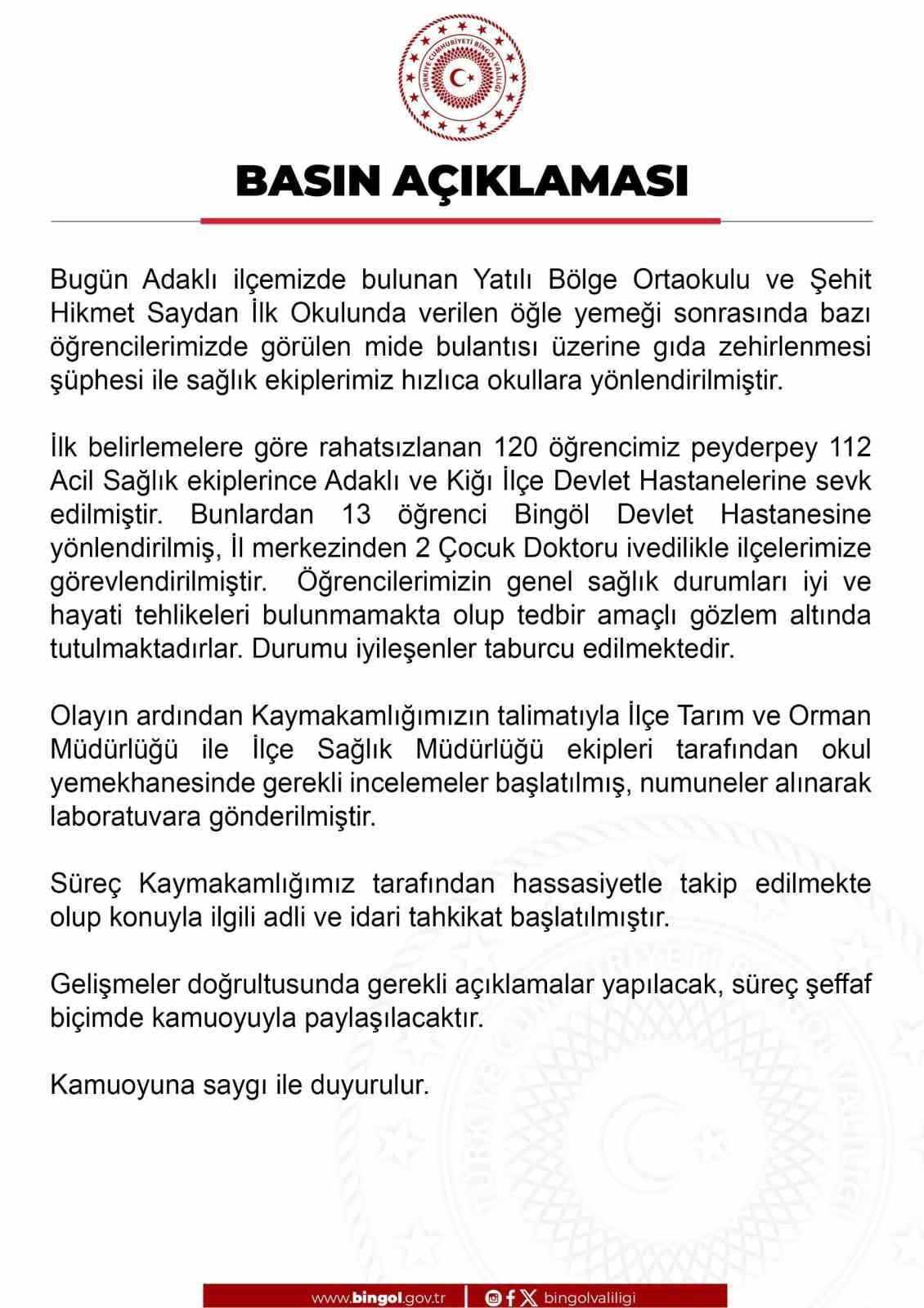 bingolde 120 ogrenci gida zehirlenmesi suphesiyle tedavi altina alindi 8 KDwjeIti