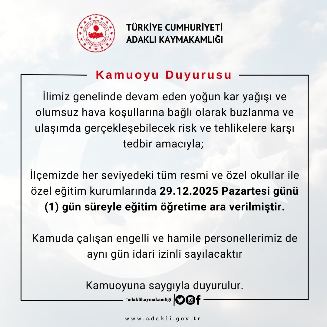 bingolun 2 ilcesinde egitime 1 gun ara verildi 1