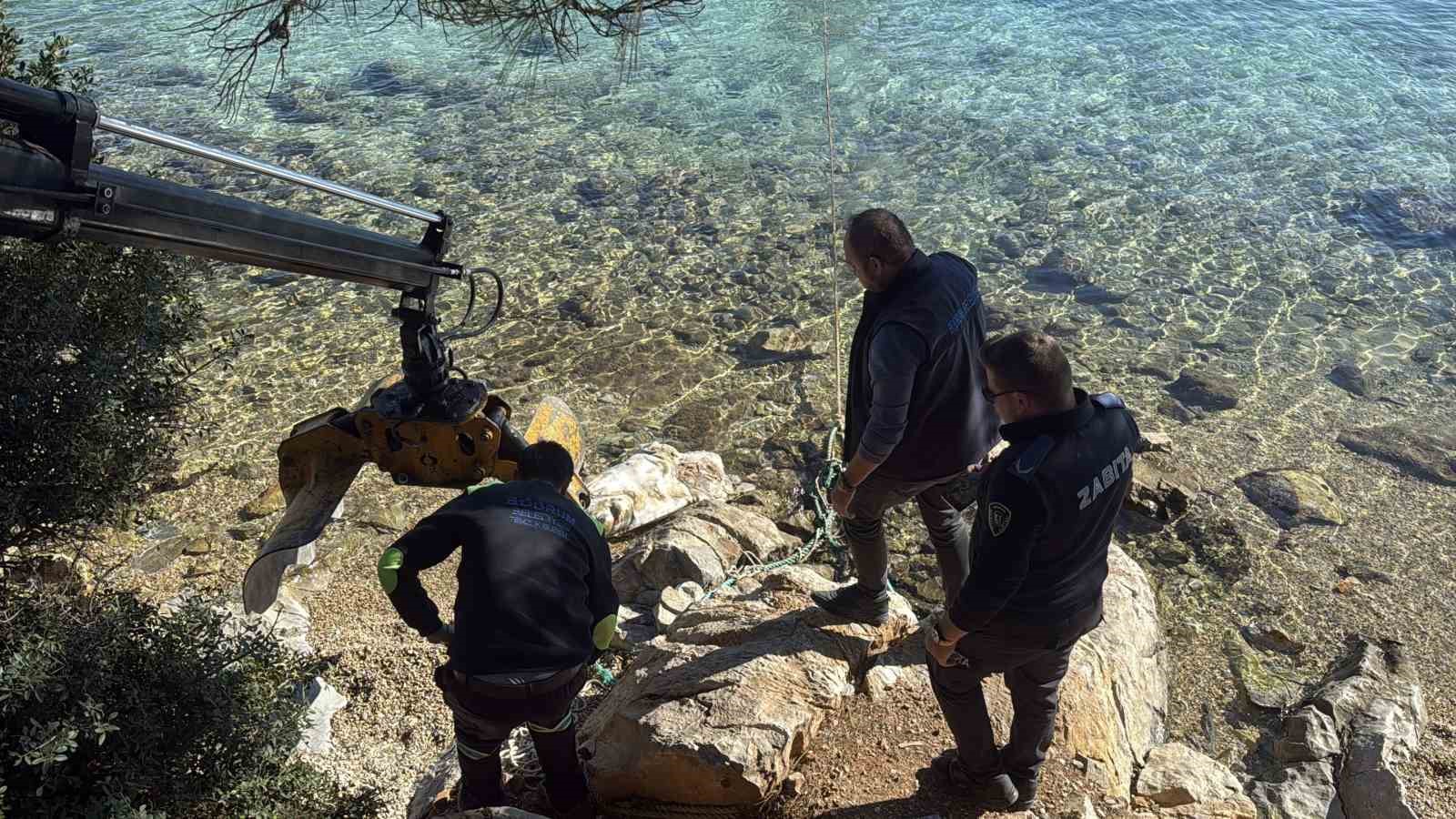 Bodrum sahiline vuran caretta caretta vinçle kaldırıldı 6 bodrum sahiline vuran caretta caretta vincle kaldirildi 2 3PnU41U3