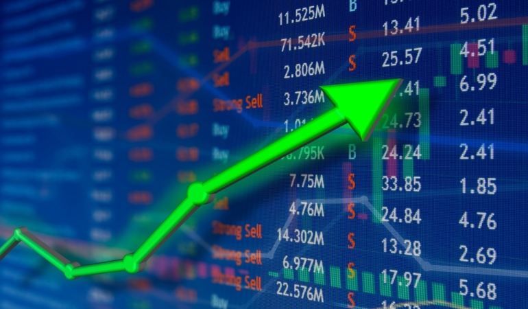 Investing and stock market concept gain and profits with faded c