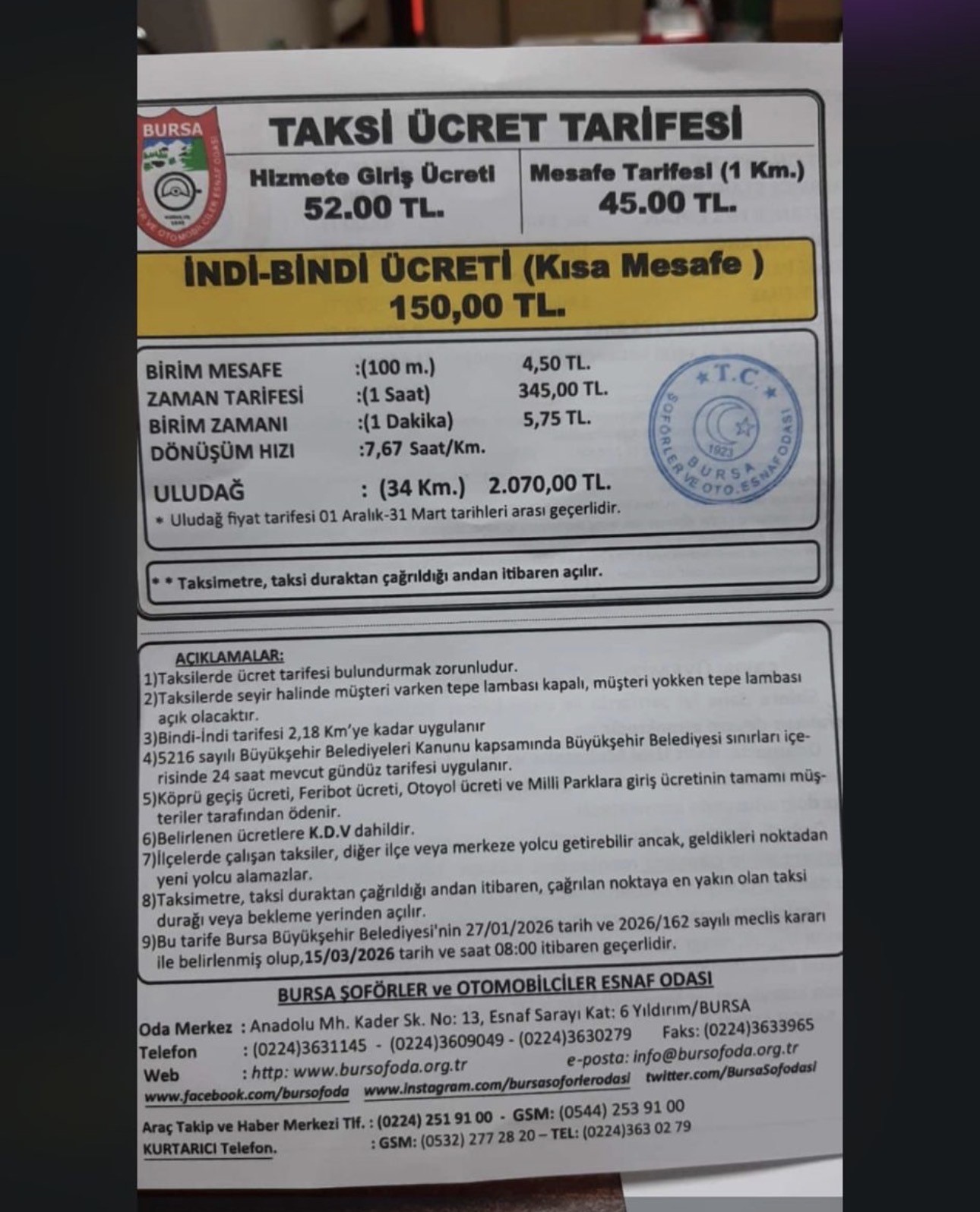 bursada taksi ucretlerine zam yeni tarife belli oldu 0 RphHrEtC
