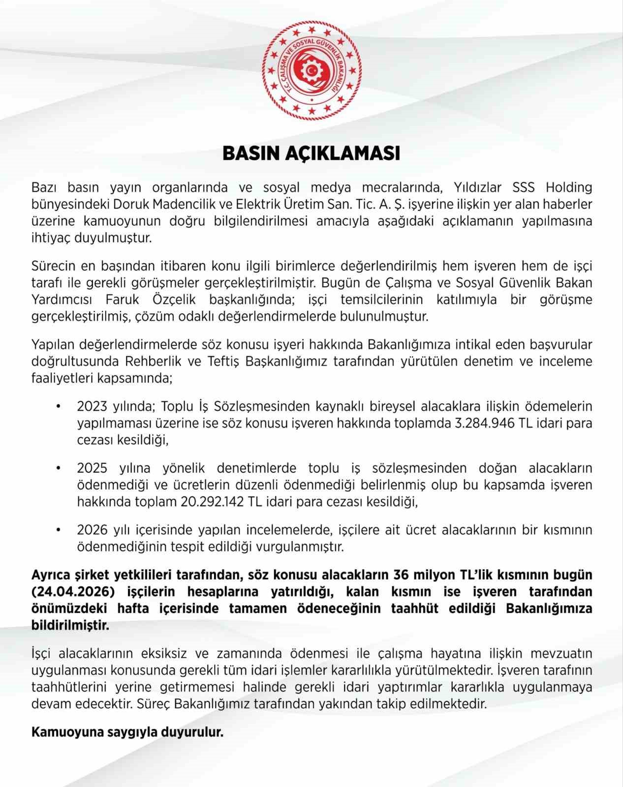 calisma ve sosyal guvenlik bakanligindan maaslarini alamayan maden iscileriyle ilgili aciklama 0 4CBn9KYf