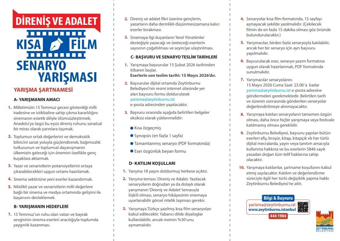 "Direniş ve Adalet" temalı Kısa Film Senaryo Yarışması’na başvurular 15 Mayıs’ta sona eriyor 4 direnis ve adalet temali kisa film senaryo yarismasina basvurular 15 mayista sona eriyor 0
