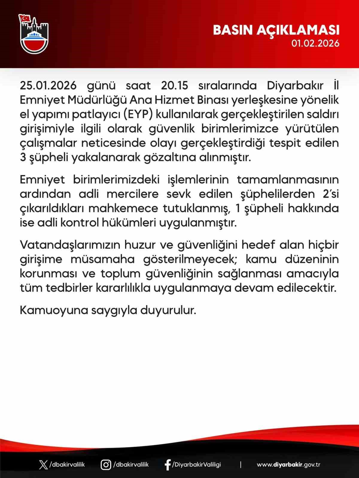 diyarbakir emniyet mudurlugune eypli saldirida 3 gozalti 0 ggT7N5WL