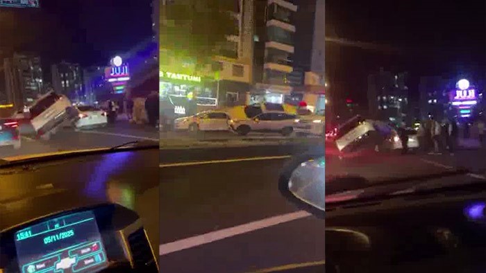 diyarbakirda ilginc kaza arac baska bir aracin uzerine cikti 0 j3pWwYpB