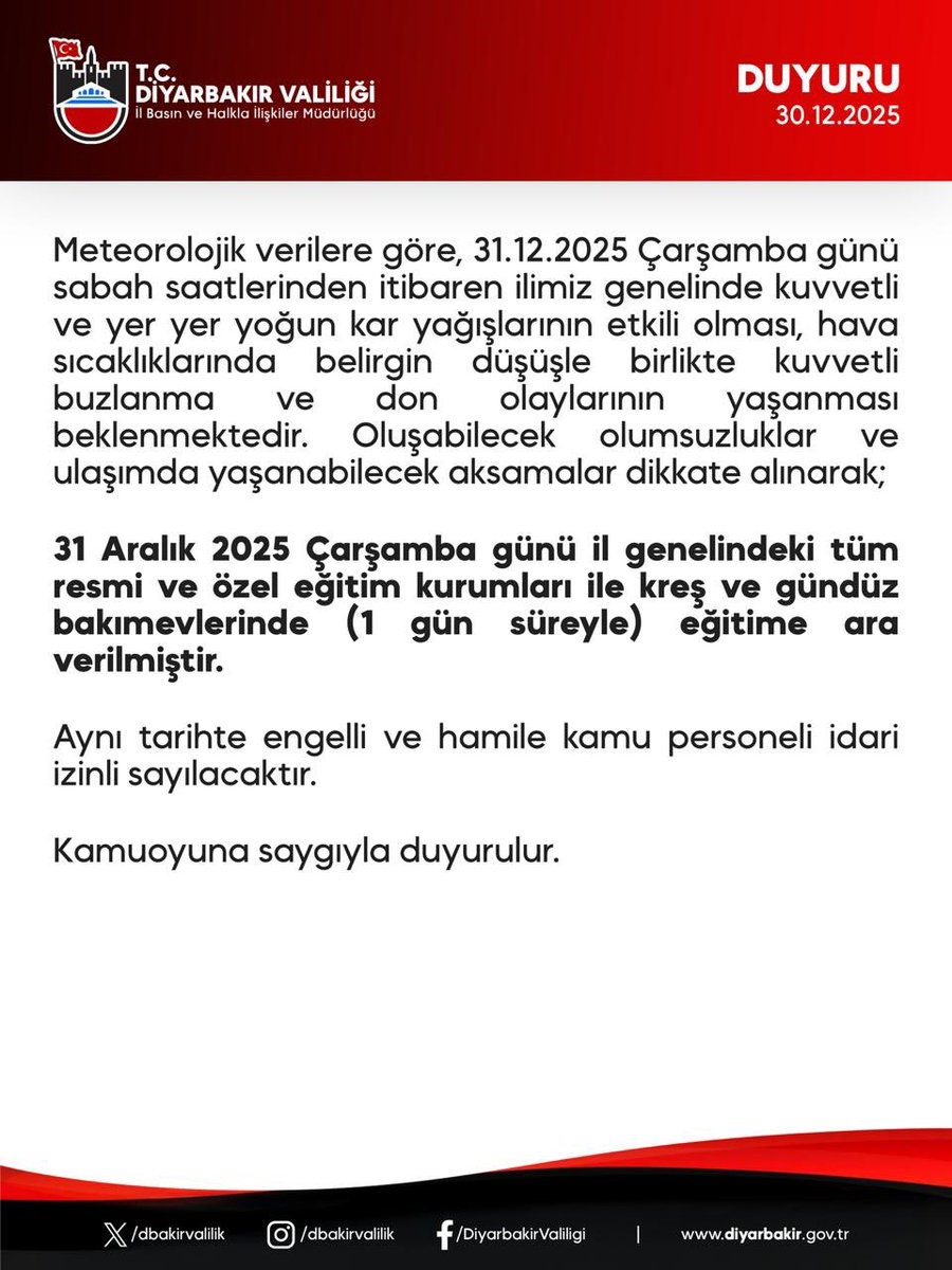 Diyarbakır’da okullar çarşamba günü tatil edildi 4 diyarbakirda okullar carsamba gunu tatil edildi 0
