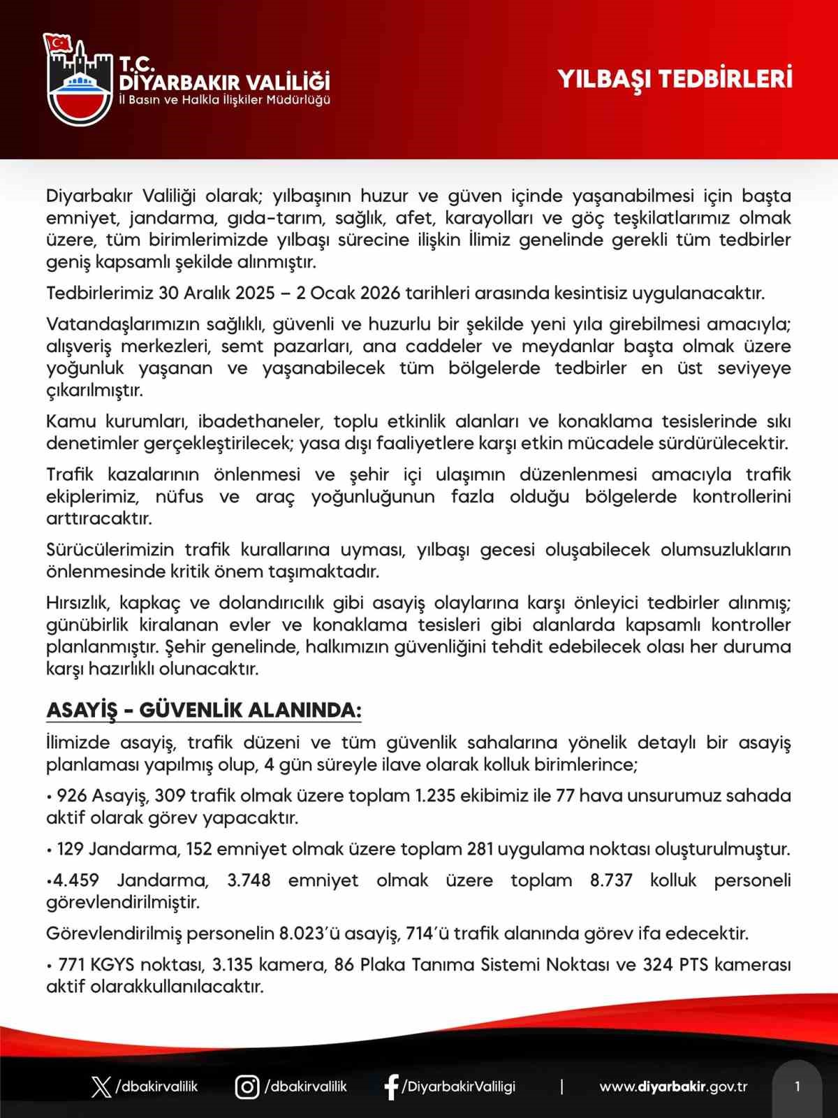 diyarbakirda yilbasi tedbirleri kapsaminda 8 bin 737 guvenlik personeli sahada olacak 1 T8r3GC8L