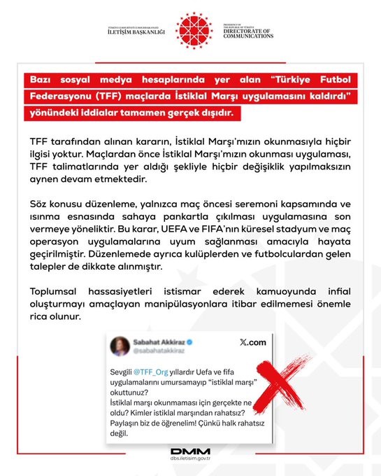 dmmden maclarda istiklal marsi uygulanmasi kaldirildi iddialarina yalanlama 0 JMs6U3TQ