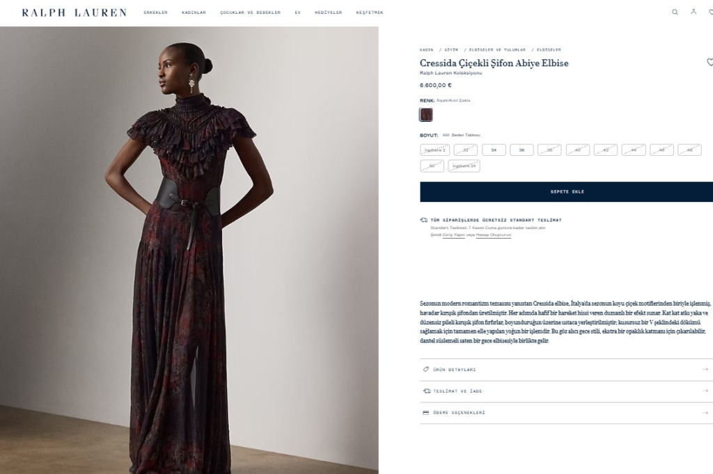 demet özdemir'in giydiği Ralph Lauren imzalı “Cressida Çiçekli Şifon Abiye Elbise” nin fiyatı tam 6.600 Euro (yaklaşık 319.000 TL).