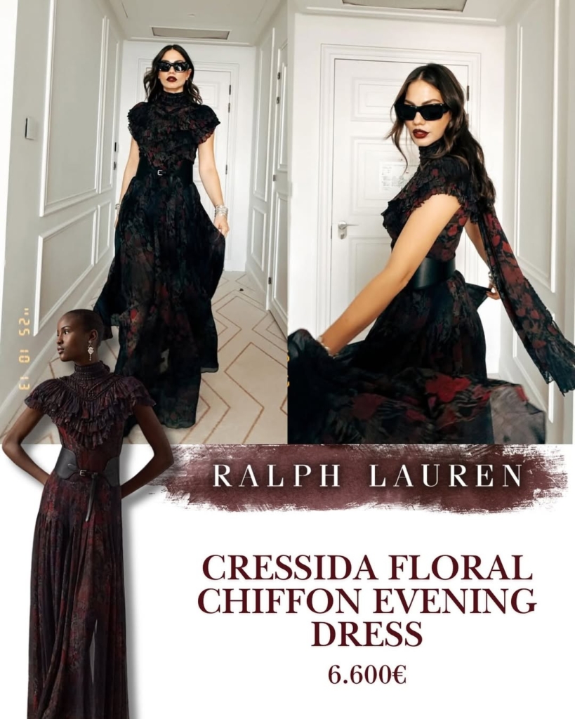 demet özdemir'in giydiği Ralph Lauren imzalı “Cressida Çiçekli Şifon Abiye Elbise” nin fiyatı tam 6.600 Euro (yaklaşık 319.000 TL).
