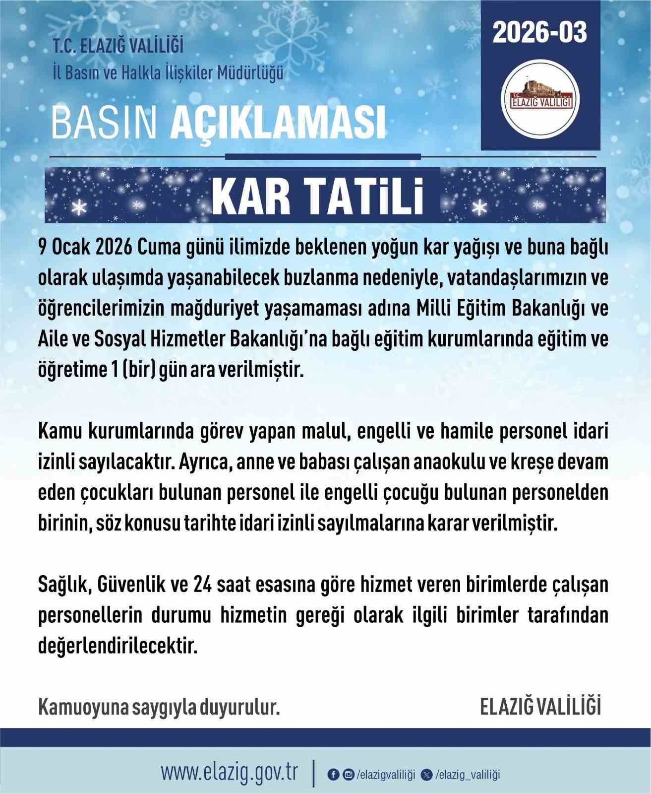 elazigda egitime 1 gun ara verildi 0 HkG4ufvd