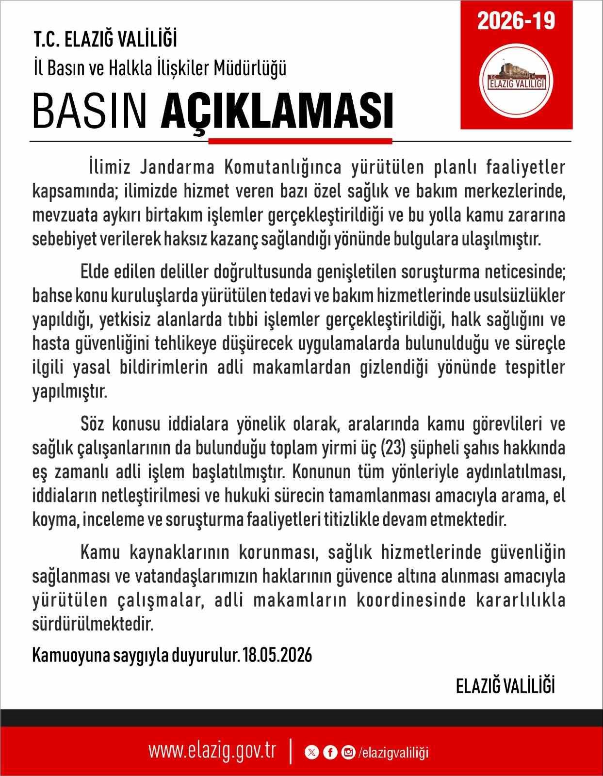 elazigda ozel saglik kuruluslarina yapilan operasyona valilikten aciklama 3