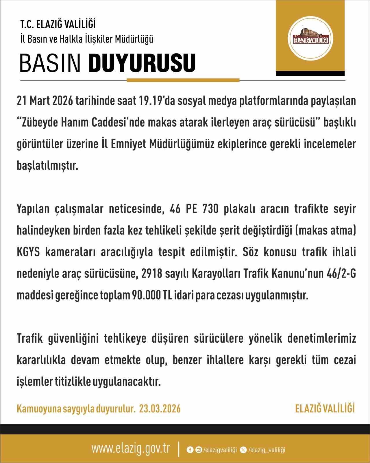 elazigda tehlikeli suruse 90 bin tl ceza 1 zUZWE6nV