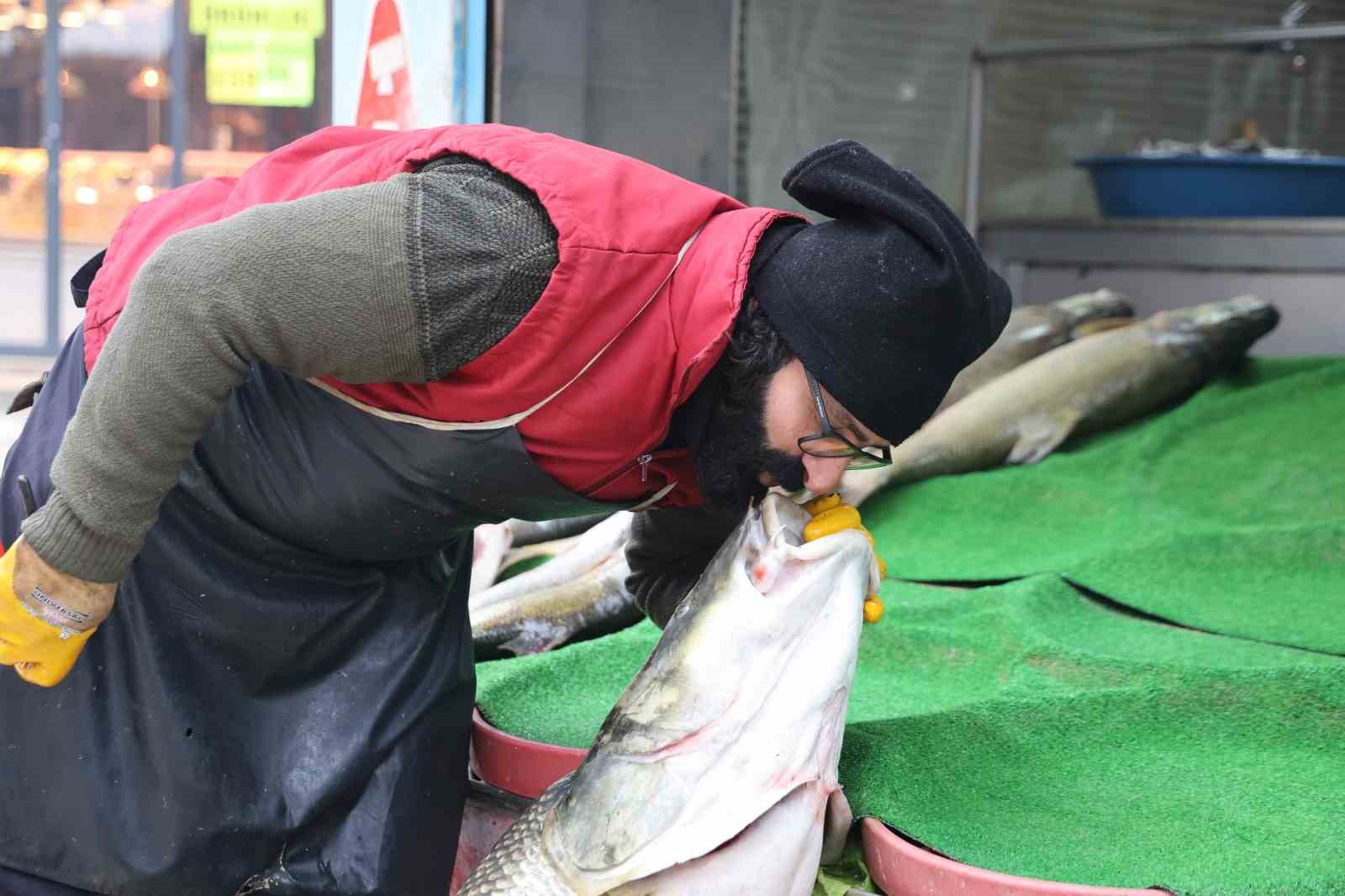 elazigda yakalanan 78 kilogram agirligindaki turna baligini iki kisi zor tasidi 3