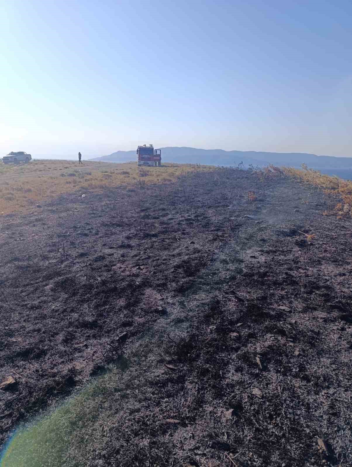 erdekte mezarlik girisindeki ot yangini buyumeden sonduruldu 2 hII9LVsv