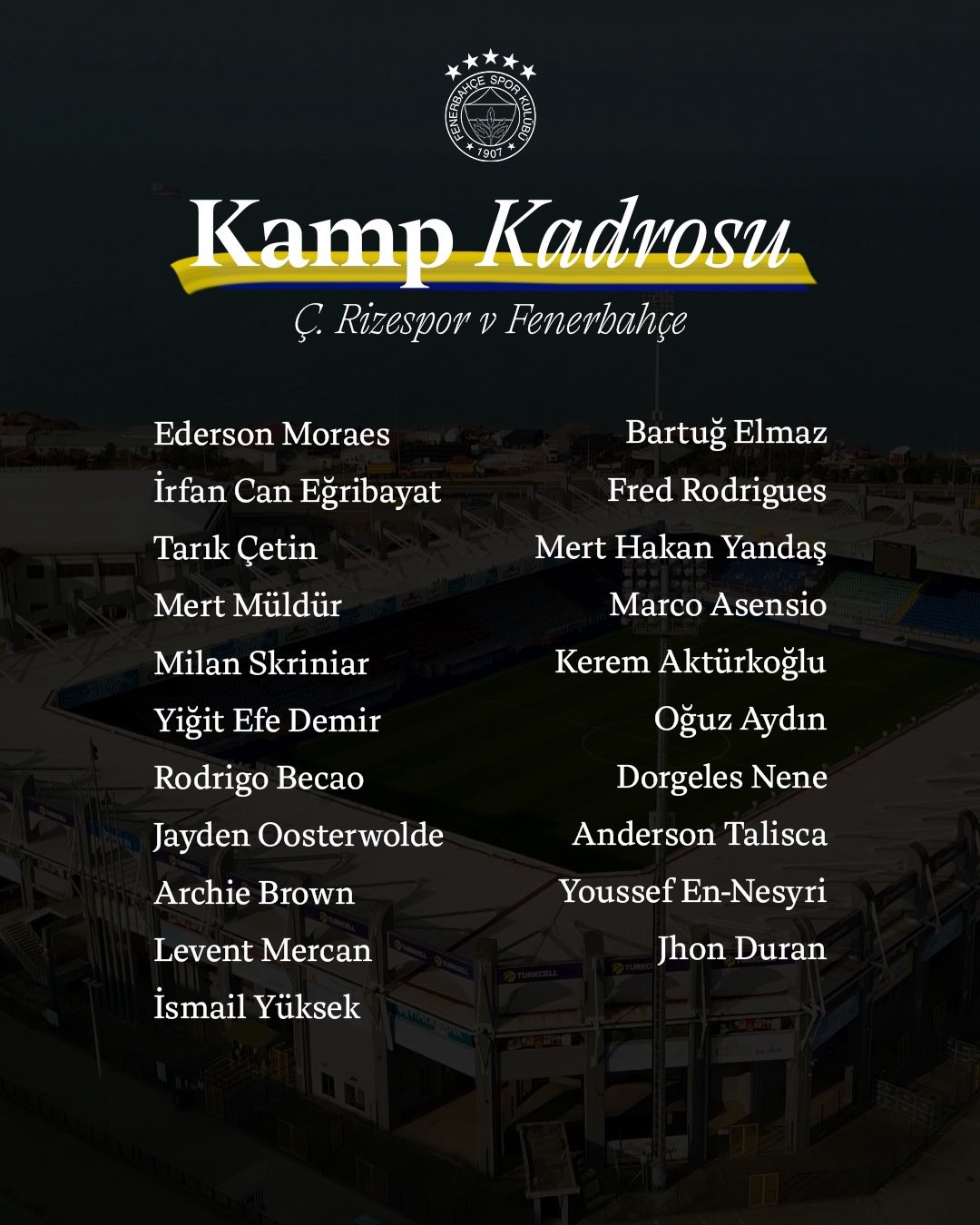 Fenerbahçe’nin Çaykur Rizespor maçı kamp kadrosu belli oldu 4 fenerbahcenin caykur rizespor maci kamp kadrosu belli oldu 0 TUD8L7UI