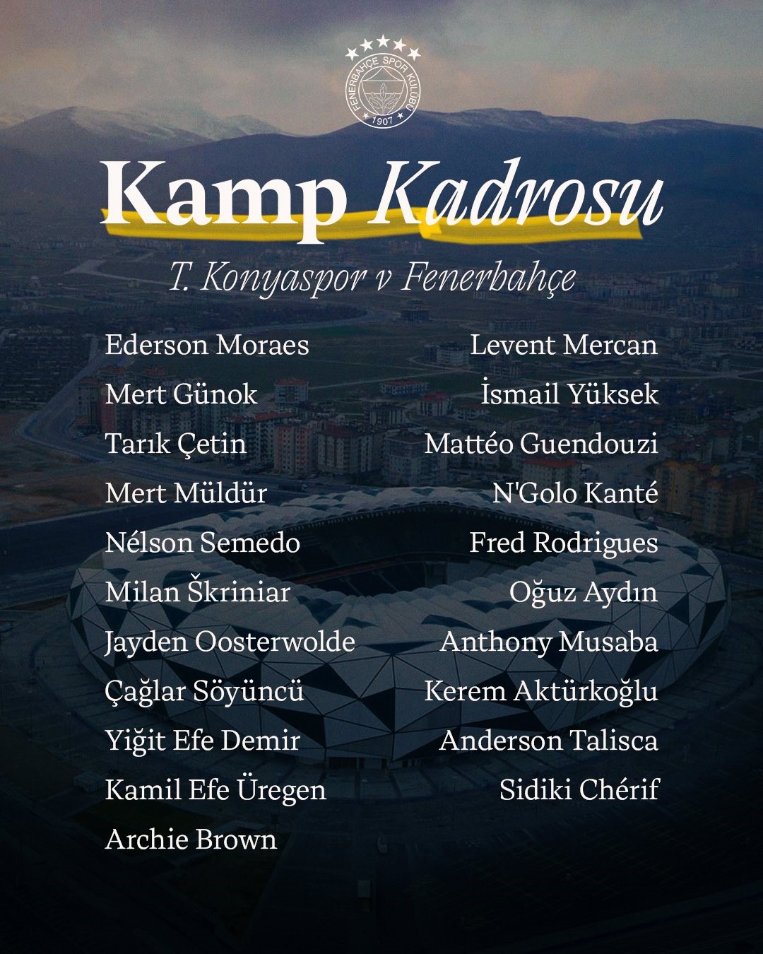Fenerbahçe’nin Konyaspor maçı kamp kadrosu belli oldu 4 fenerbahcenin konyaspor maci kamp kadrosu belli oldu 0 IhsufFns