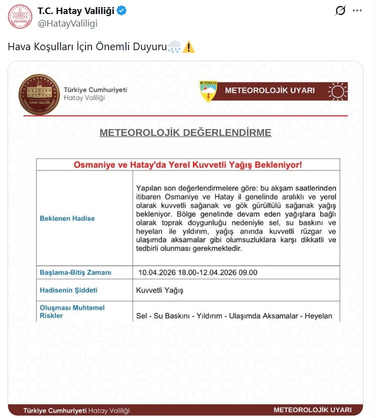 hatay ve osmaniyeyi hafta sonu kuvvetli yagis bekliyor 2