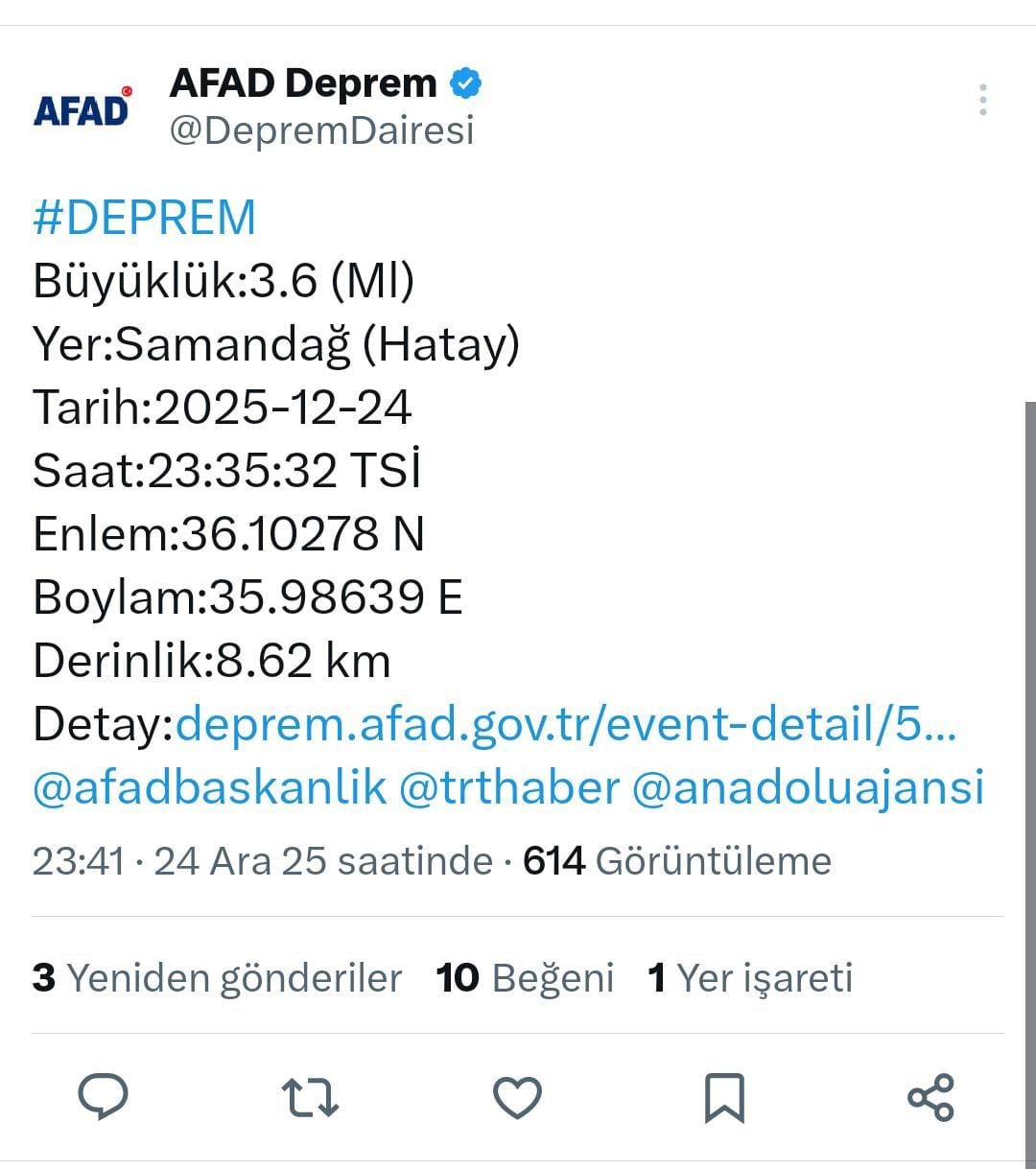 hatayda 36 buyuklugunde deprem 1 7E2IDXkJ
