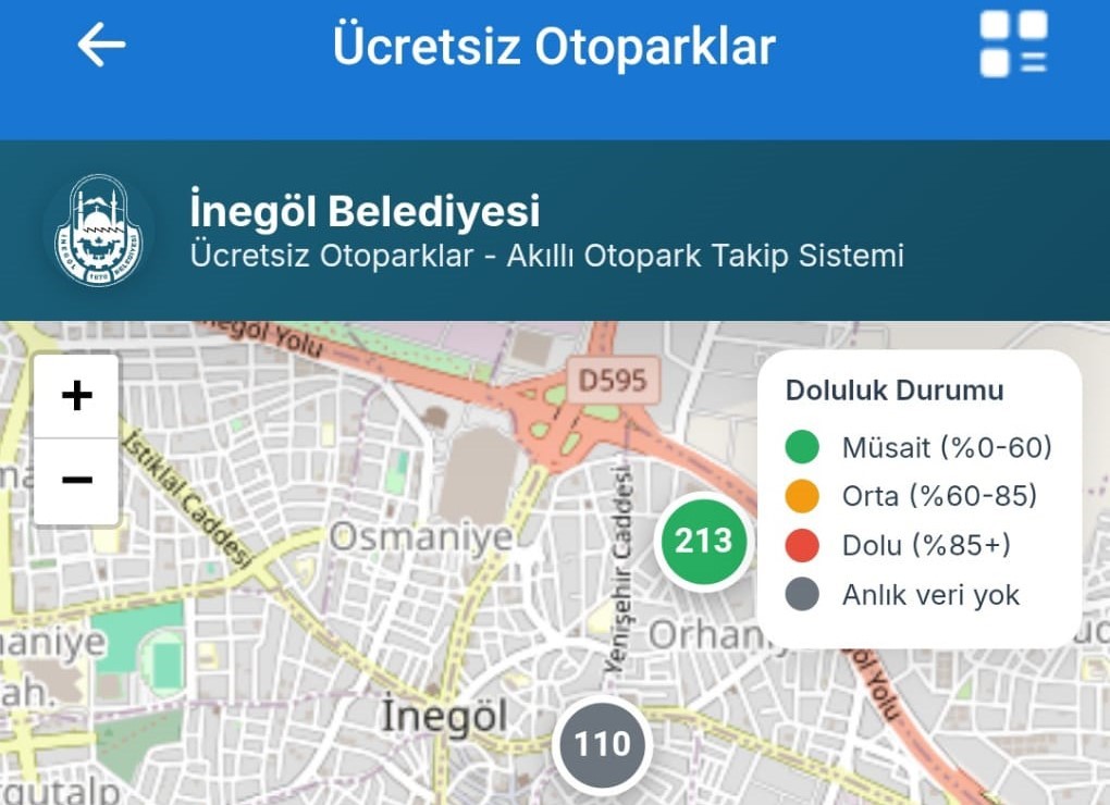 inegolde ucretsiz otoparklarin anlik doluluk orani artik cebinizde 0 bV2azXyB
