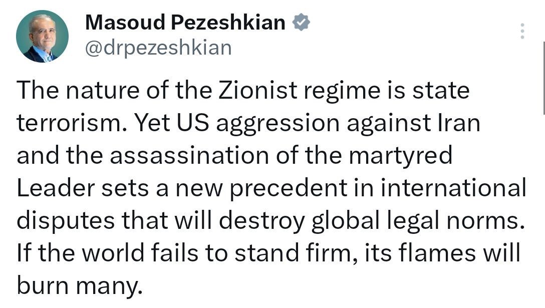 iran cumhurbaskani pezeskiyandan dunyaya uyari 0