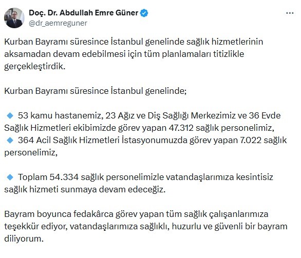 istanbulda kurban bayraminda 54 bin 334 personel gorev yapacak 0 ap8d8i9V