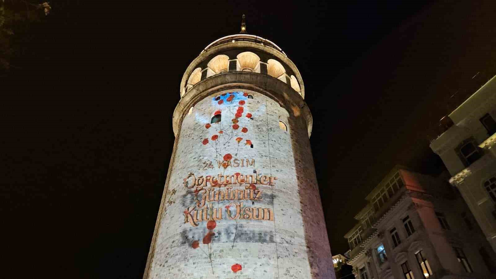 istanbulda ogretmenler gunu galata kulesine yansitilan gorsellerle kutlandi 0 gLN44QkG