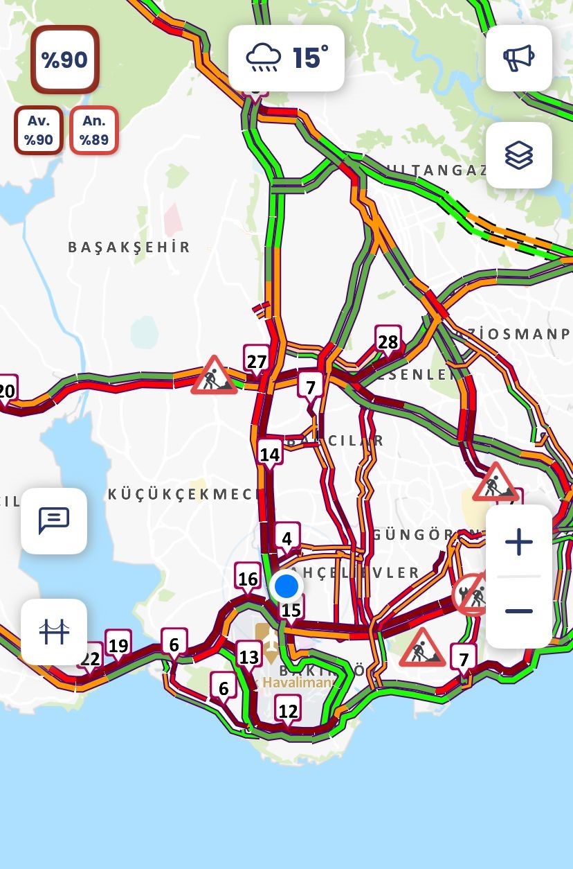 istanbulda yagisla birlikte trafik yogunlugu yuzde 90a ulasti 2 H6ztRkZP