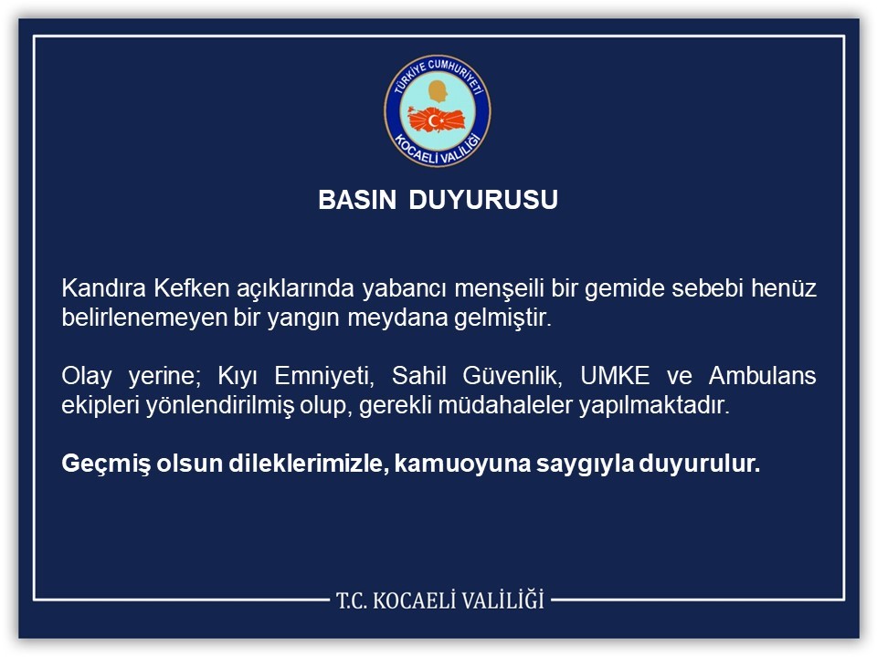 kandira aciklarinda gemi yangini cok sayida ekip sevk edildi 1
