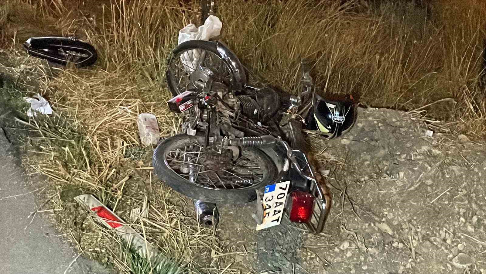 karamanda motosiklet sarampole devrildi 2 yarali 4