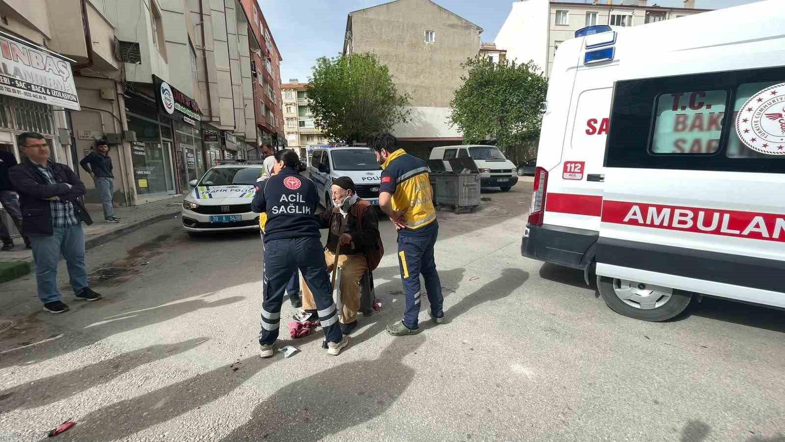 karamanda yasli adamin yaralandigi kaza ani kameraya yansidi 1