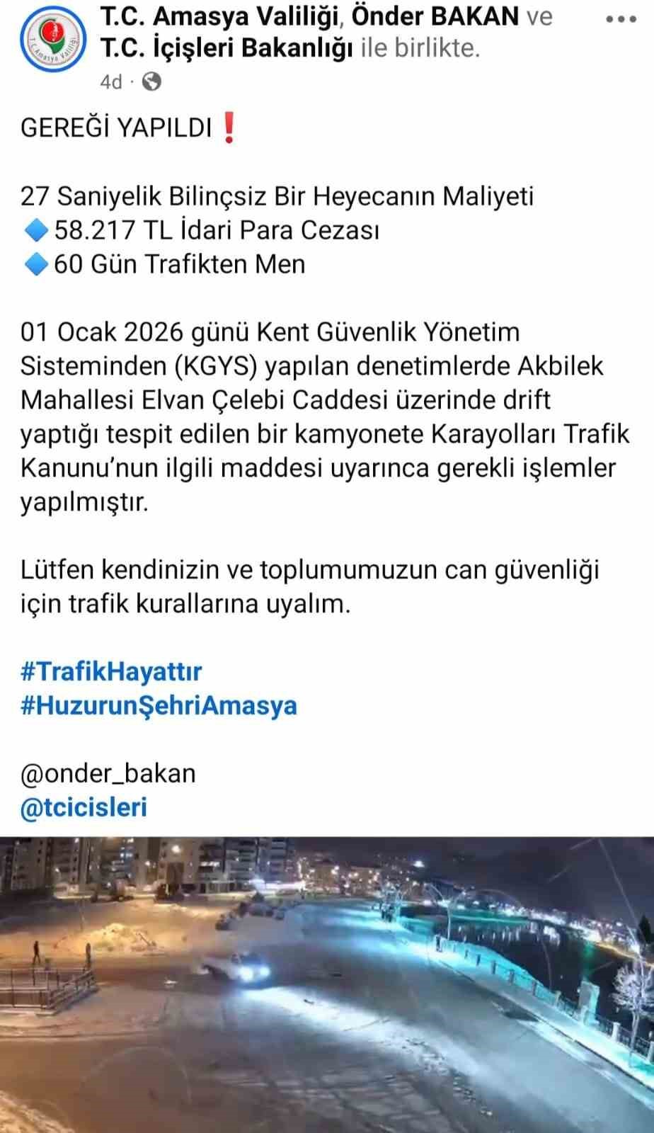 Karda 27 saniye drift yapan kamyonet sürücüsüne ceza yağdı: 58 bin 217 TL ceza, 60 gün trafikten men 5 karda 27 saniye drift yapan kamyonet surucusune ceza yagdi 58 bin 217 tl ceza X1JjkOK8