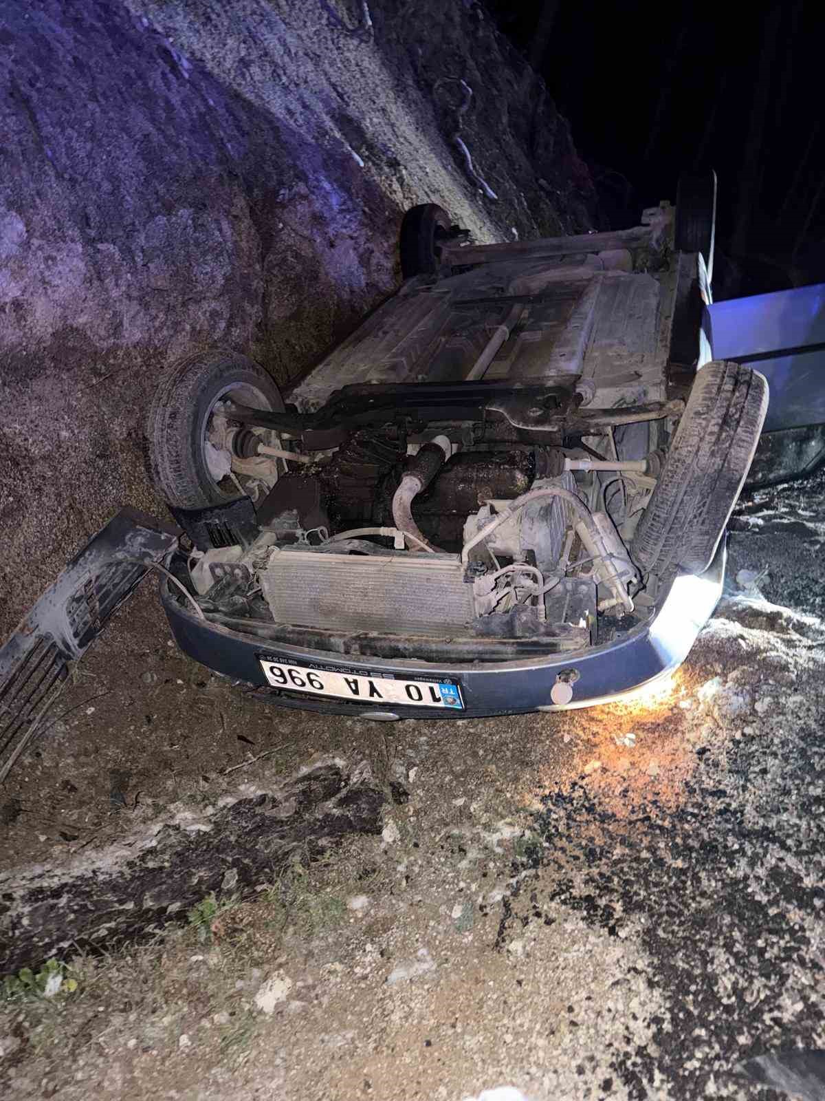 kazdaglari yolunda otomobil takla atti 2