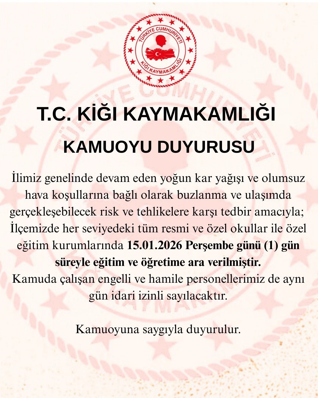 kigi ilcesinde egitime 1 gun ara verildi 0 3J8gFshb