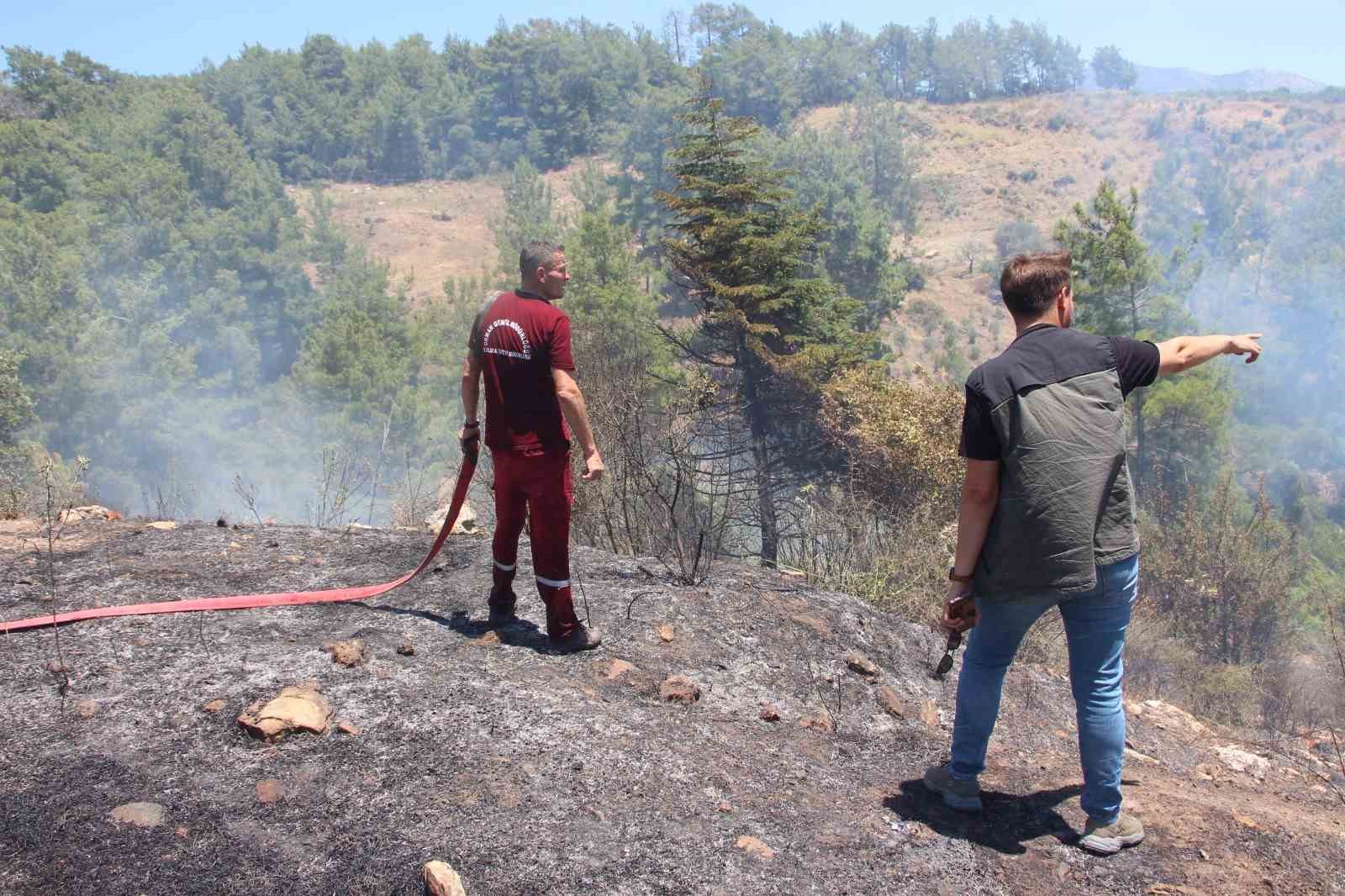 kumlucada makilik alanda cikan yangin evlere ve ormanlik alana sicramadan sonduruldu 2 yaV33BlU